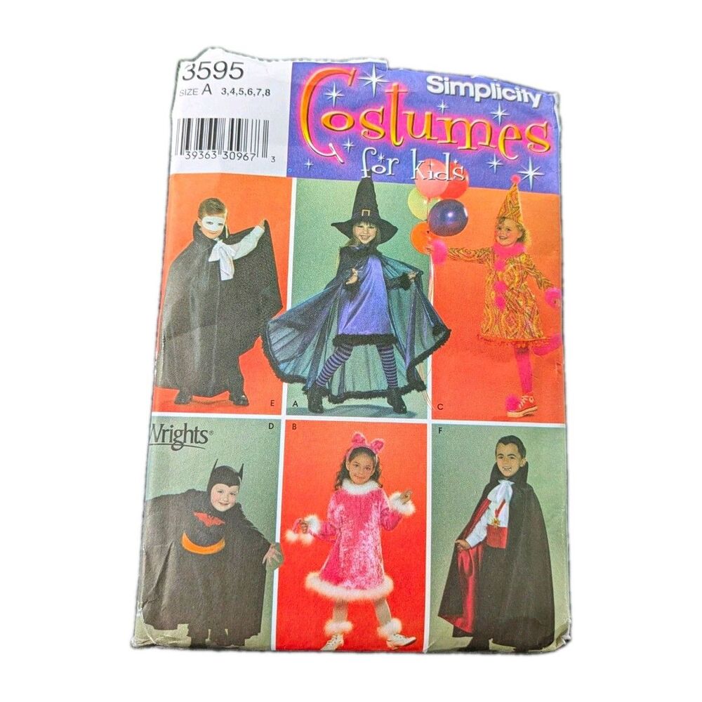 Simplicity 3595 Child Unisex Kids Costume Sewing Pattern, Contemporary Original